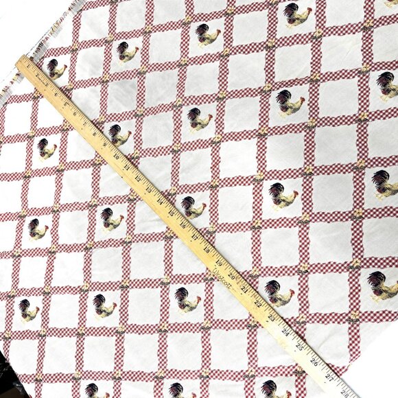 Fabric Mill Creek Embroidered Rooster Gingham Trellis Multiuse Remnant NWOT - Picture 3 of 9